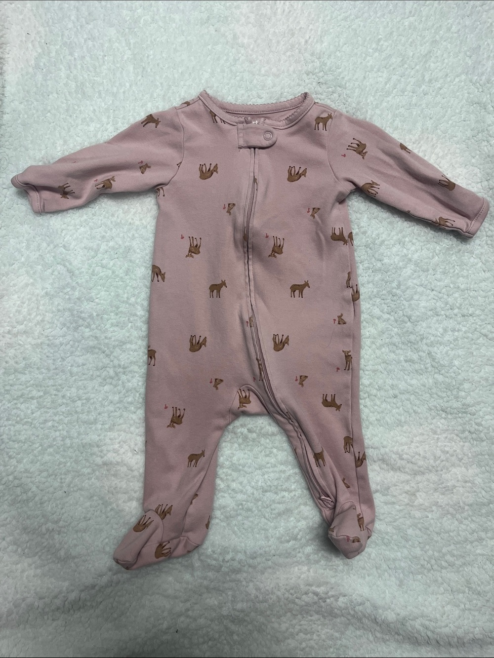 4/25$ Carter’s Pink Footed Baby One-Piece with Deer Print